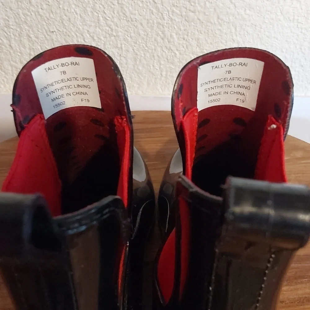 Ralph Lauren| Womens Black/ Red Preppy Mod Short Rubber Rain Boots Sz.7